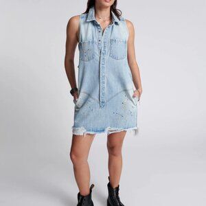 One Teaspoon Braxton Mini Denim Dress - Fleetwood Artiste XSMALL